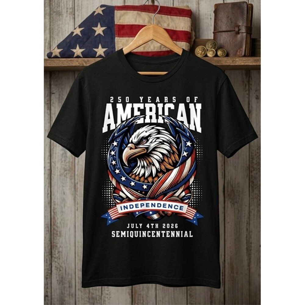 250 Years Of American Independence 2026 Eagle Patriotic Graphic Tee